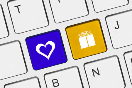 Computer keyboard with love keys - internet conceptの写真素材