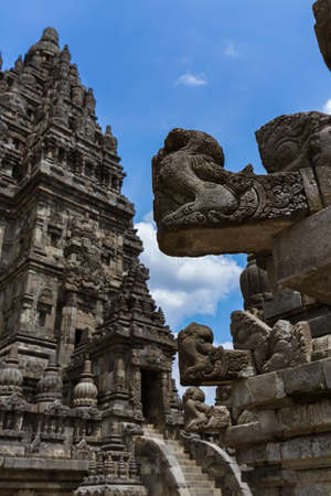 Prambanan temple near Yogyakarta on Java island Indonesia - travel and architecture backgroundの写真素材
