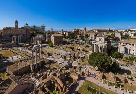 Roman ruins in Rome Italy - architecture backgroundの写真素材
