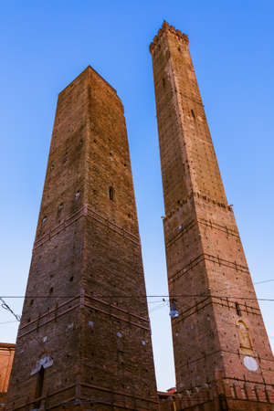 Famous Asinelli tower in Bologna Italy - architecture backgroundのeditorial素材