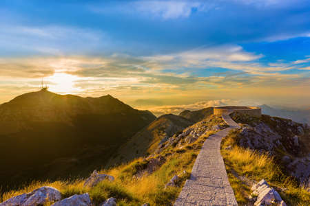Lovcen Mountains National park at sunset in Montenegroの写真素材
