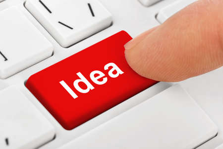 Computer notebook keyboard with Idea key - technology backgroundの写真素材