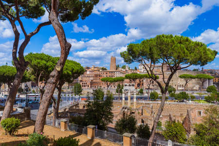 Roman ruins in Rome Italy - architecture backgroundの写真素材