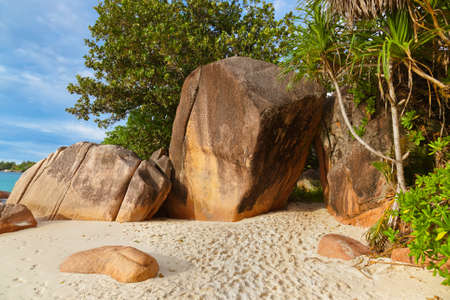 Beach Anse Lazio at island Praslin Seychelles - nature backgroundの写真素材