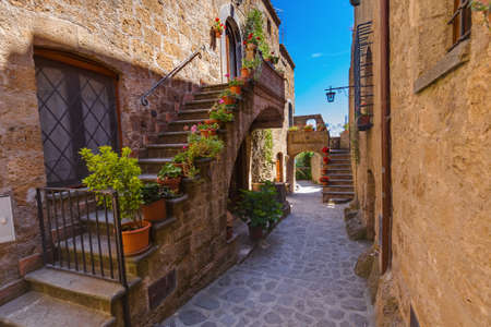 Village Civita di Bagnoregio in Italy - architecture backgroundのeditorial素材