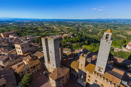 San Gimignano medieval town in Tuscany Italy - architecture backgroundのeditorial素材