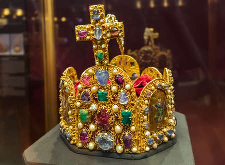 Crown in Museum Hofburg palace in Vienna Austria - travel backgroundのeditorial素材