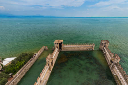 Castle on Lake Garda in Sirmione Italy - architecture backgroundのeditorial素材