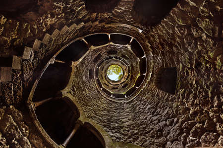 Initiation Well in Castle Quinta da Regaleira - Sintra Portugal - travel backgroundのeditorial素材