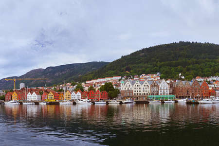 Famous Bryggen street in Bergen Norway - architecture backgroundのeditorial素材