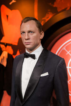 AMSTERDAM, NETHERLANDS - APRIL 25, 2017: Daniel Craig wax statue in Madame Tussauds museum on April 25, 2017 in Amsterdam Netherlands.のeditorial素材