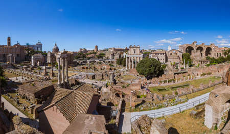 Roman forum ruins in Rome Italy - architecture backgroundの写真素材