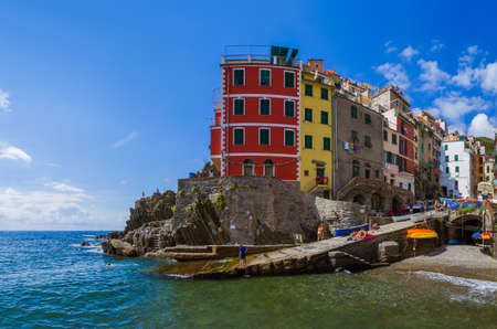 Riomaggiore in Cinque Terre - Italy - architecture backgroundのeditorial素材
