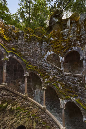 Initiation Well in Castle Quinta da Regaleira - Sintra Portugal - travel backgroundのeditorial素材