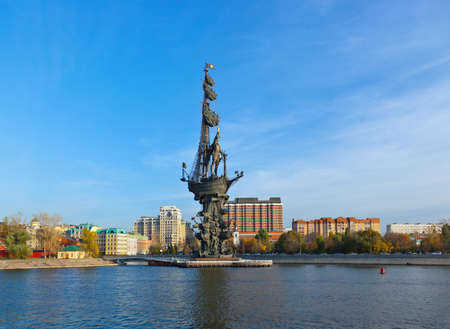 Monument to Peter the Great in Moscow Russiaの写真素材