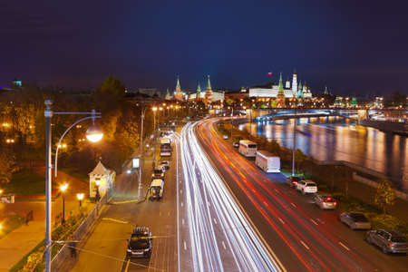 Kremlin in Moscow Russia at nightの写真素材