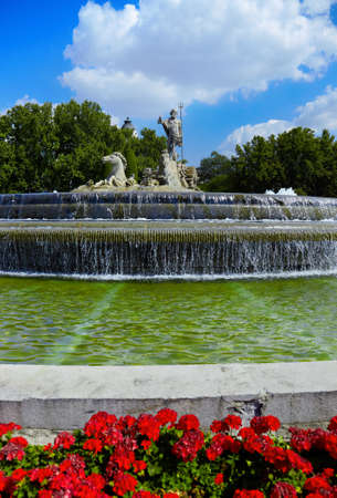 The fountain of Neptune in Madrid, Spain - architecture backgroundの写真素材