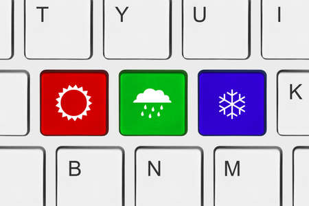 Computer keyboard with Weather key - technology backgroundの写真素材