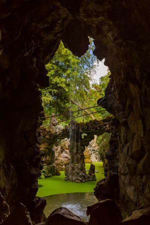 Grotto in Castle Quinta da Regaleira - Sintra Portugal - travel backgroundの写真素材