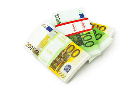 Money stacks isolated on white background