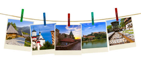 Serbia images (my photos) on clothespins isolated on white background