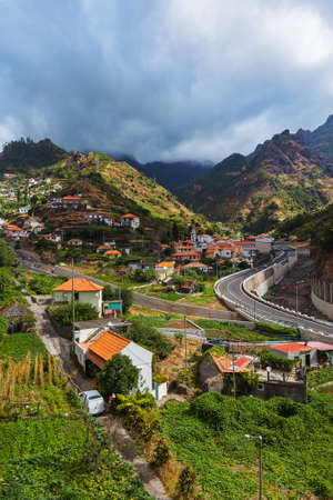 Mountain village Serra de Aqua in Madeira Portugal - travel background