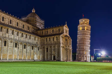 Basilica and the leaning tower in Pisa Italy - architecture backgroundの写真素材