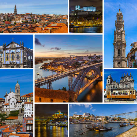 Collage of Porto Portugal travel images (my photos) - architecture backgroundの写真素材