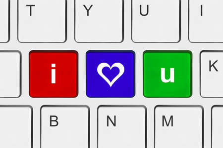 Computer keyboard with I love You keys - internet conceptの写真素材