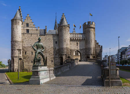 Steen castle in Antwerp Belgium - architecture backgroundのeditorial素材