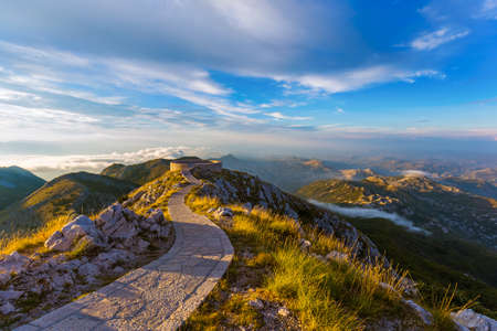 Lovcen Mountains National park at sunset in Montenegroの写真素材
