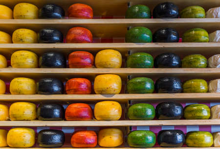 Cheese shop in Gouda Netherlands - food backgroundの写真素材