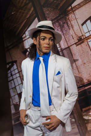 AMSTERDAM, NETHERLANDS - APRIL 25, 2017: Michael Jackson wax statue in Madame Tussauds museum on April 25, 2017 in Amsterdam Netherlands.のeditorial素材