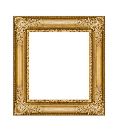 Old wooden picture frame isolated on white background