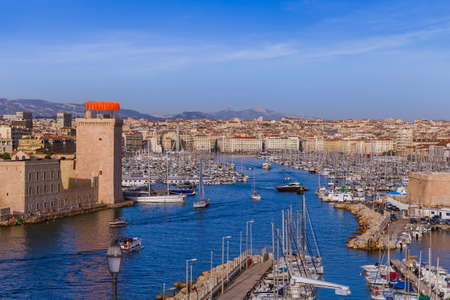 Fort and Vieux Port - Marseille France - nature and architecture backgroundの写真素材