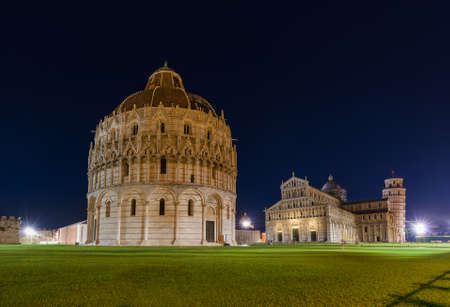 Basilica and the leaning tower in Pisa Italy - architecture backgroundの写真素材