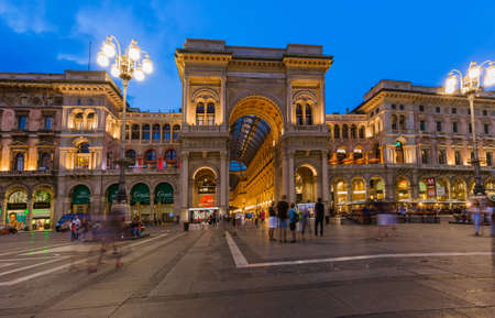 MILAN, ITALY - AUGUST 19, 2016: Tourists walk in Vittorio Emanuele II Gallery on August 19, 2016 in Milan Italy.のeditorial素材