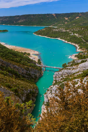 Canyon of Verdon and lake Sainte-Croix in Provence France - travel and nature backgroundの写真素材