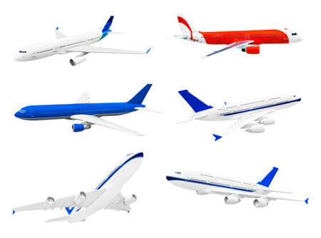 Set of planes isolated on white backgroundの写真素材
