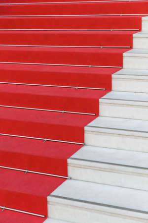 Red carpet on stairs in Cannes Film Festival - art backgroundの写真素材