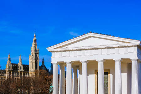 Theseus temple and Cityhall in Vienna Austria - cityscape architecture backgroundの写真素材