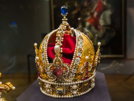 Crown in Museum Hofburg palace in Vienna Austria - travel backgroundのeditorial素材