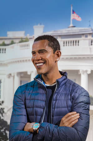 AMSTERDAM, NETHERLANDS - APRIL 25, 2017: Barack Obama wax statue in Madame Tussauds museum on April 25, 2017 in Amsterdam Netherlands.のeditorial素材