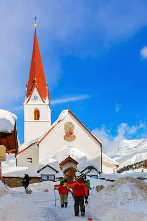 Mountain ski resort Obergurgl Austria - nature and sport backgroundのeditorial素材