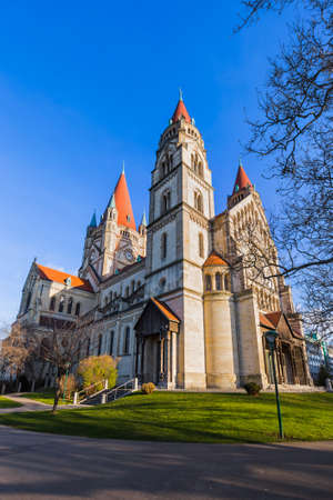 Church at Mexikoplatz in Vienna Austria - cityscape architecture backgroundのeditorial素材