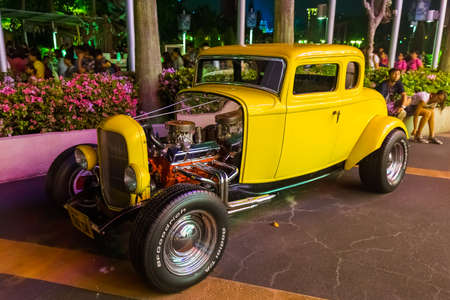 SINGAPORE - April 30: Retro car in Universal Studio park at Sentosa Island in Singapore on April 30,...
