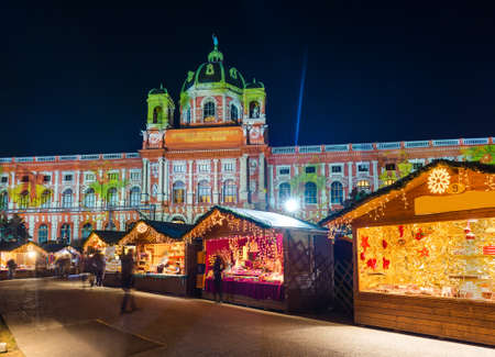 Christmas Market near Museum quarter in Vienna Austria - cityscape holiday backgroundのeditorial素材