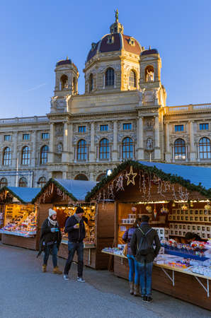 VIENNA, AUSTRIA - DECEMBER 29, 2016: Christmas Market near Museum quarter on December 29, 2016 in Vienna Austria.のeditorial素材