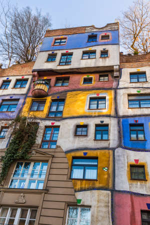 Hundertwasser house in Vienna Austria - modern architecture backgroundのeditorial素材