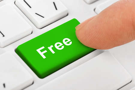 Computer notebook keyboard with Free key - technology backgroundの写真素材